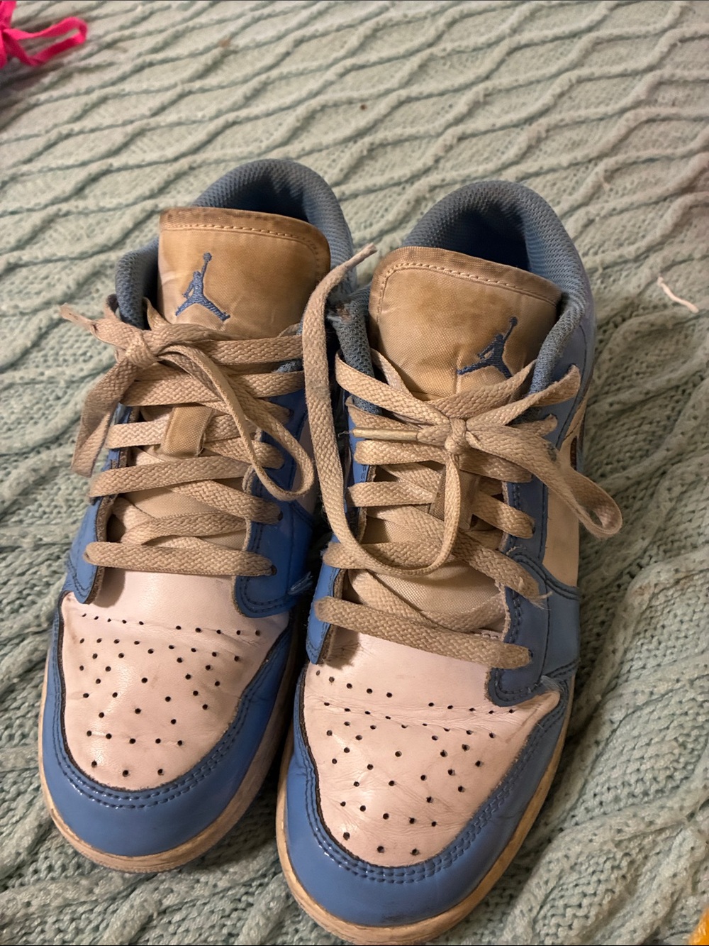 Nike Air Jordan Low Top Sneakers in Blue, Tan, Cream